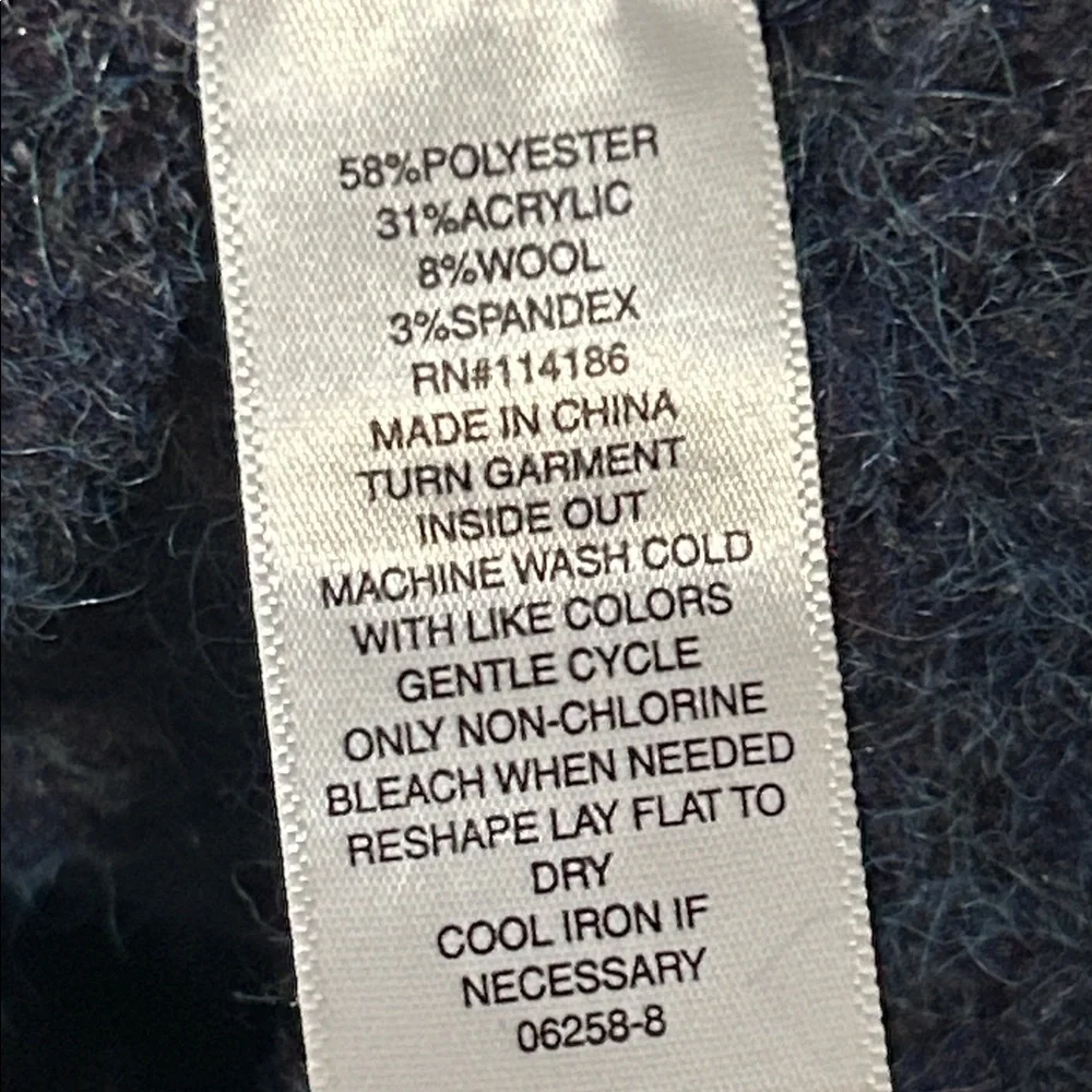 a.n.a. Women's Cozy Fuzzy Blue Wool Blend Split Rolled Hem Sweater - Picture 8 of 10